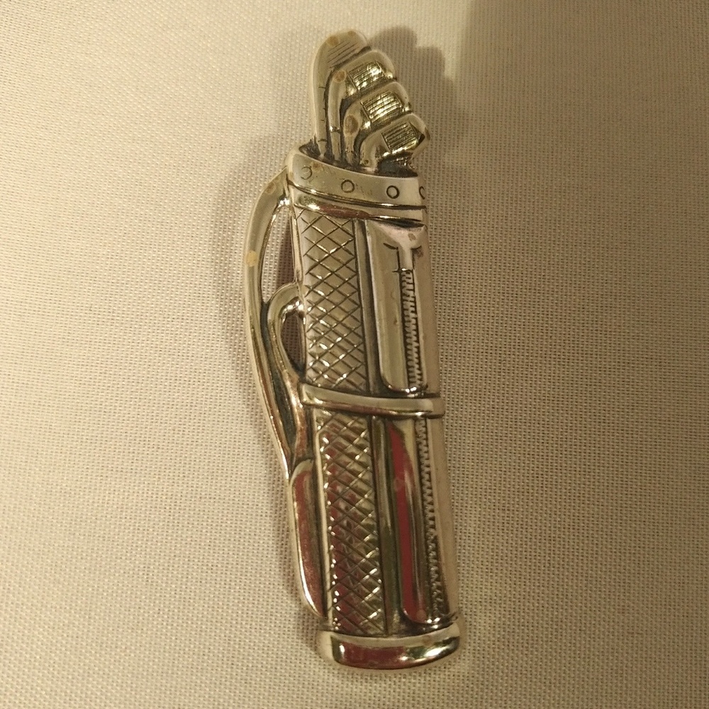 Beaucraft sterling golf bag and clubs pin